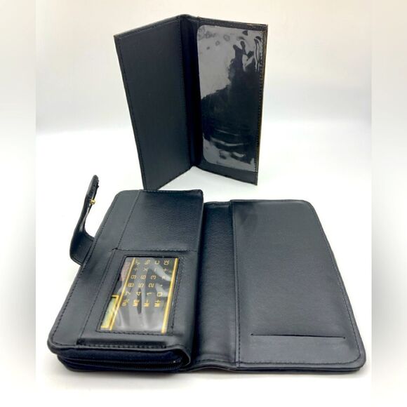 Jobar Lambskin Black Patch Multifunctional Wallet/Clutch Like New - Picture 6 of 9